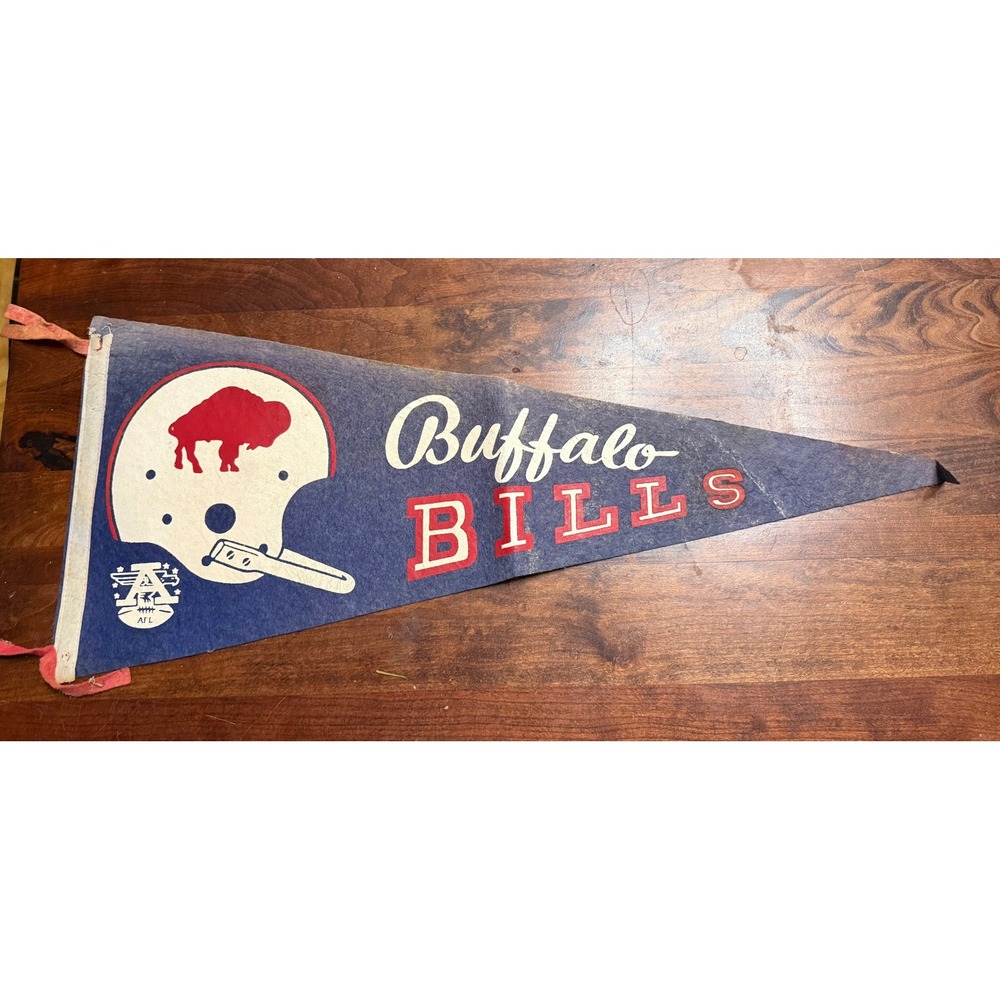 Vintage Buffalo Bills AFL Felt Pennant Blue Red White Helmet Logo Memorabilia